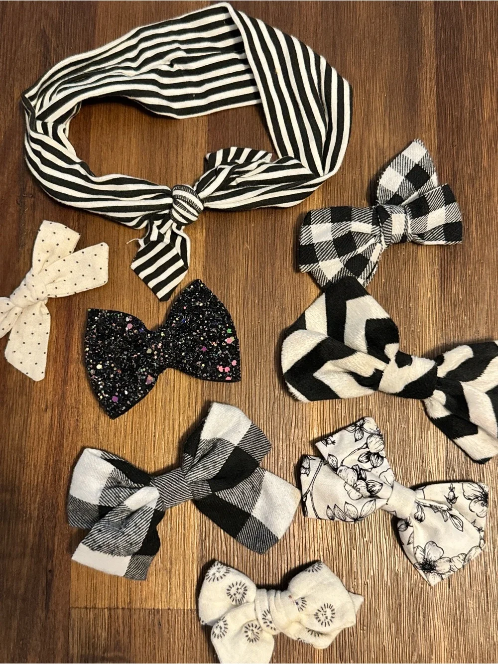 Black & White Boutique Bow Hair Set - Girls Hair Accessories Lot Bundle